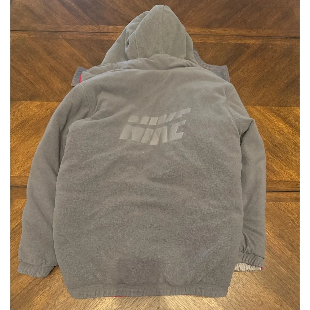 Nike Boys Reversible Fleece Windbreaker Hooded Jacket Red Grey XL 18-20 |O1‎